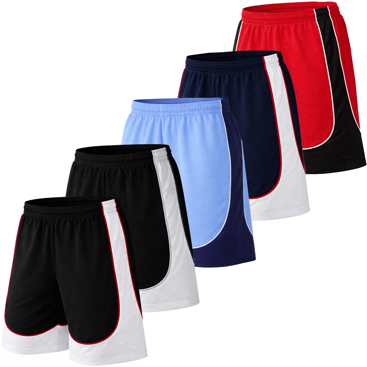 Men's 5-Pack Lightweight Breathable Moisture Wicking Mesh Shorts